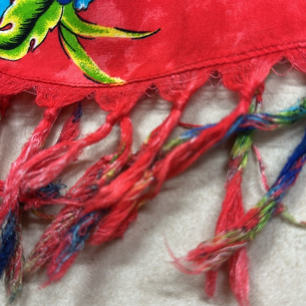 In Gear Red Blue Hawaiian Cover Up Beach Tropical Parrot Shift Dress Medium - Picture 5 of 7